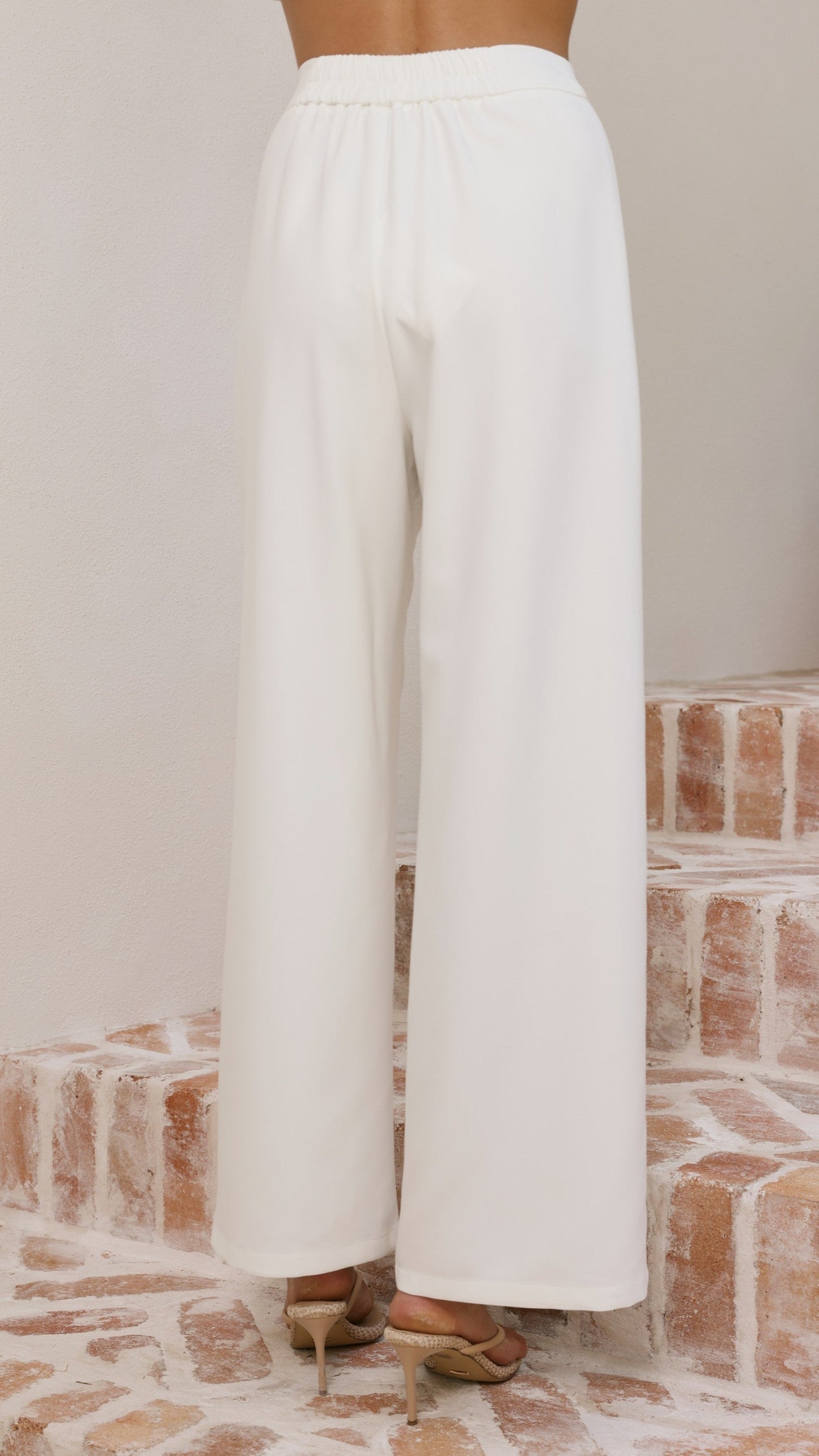 Javana Asymmetrical Top and Pants Set - White