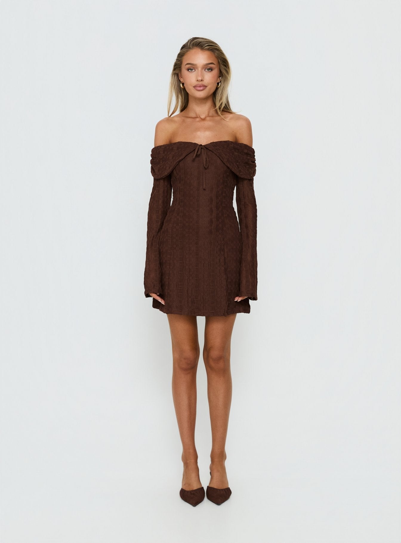 Colettie Long Sleeve Mini Dress Chocolate