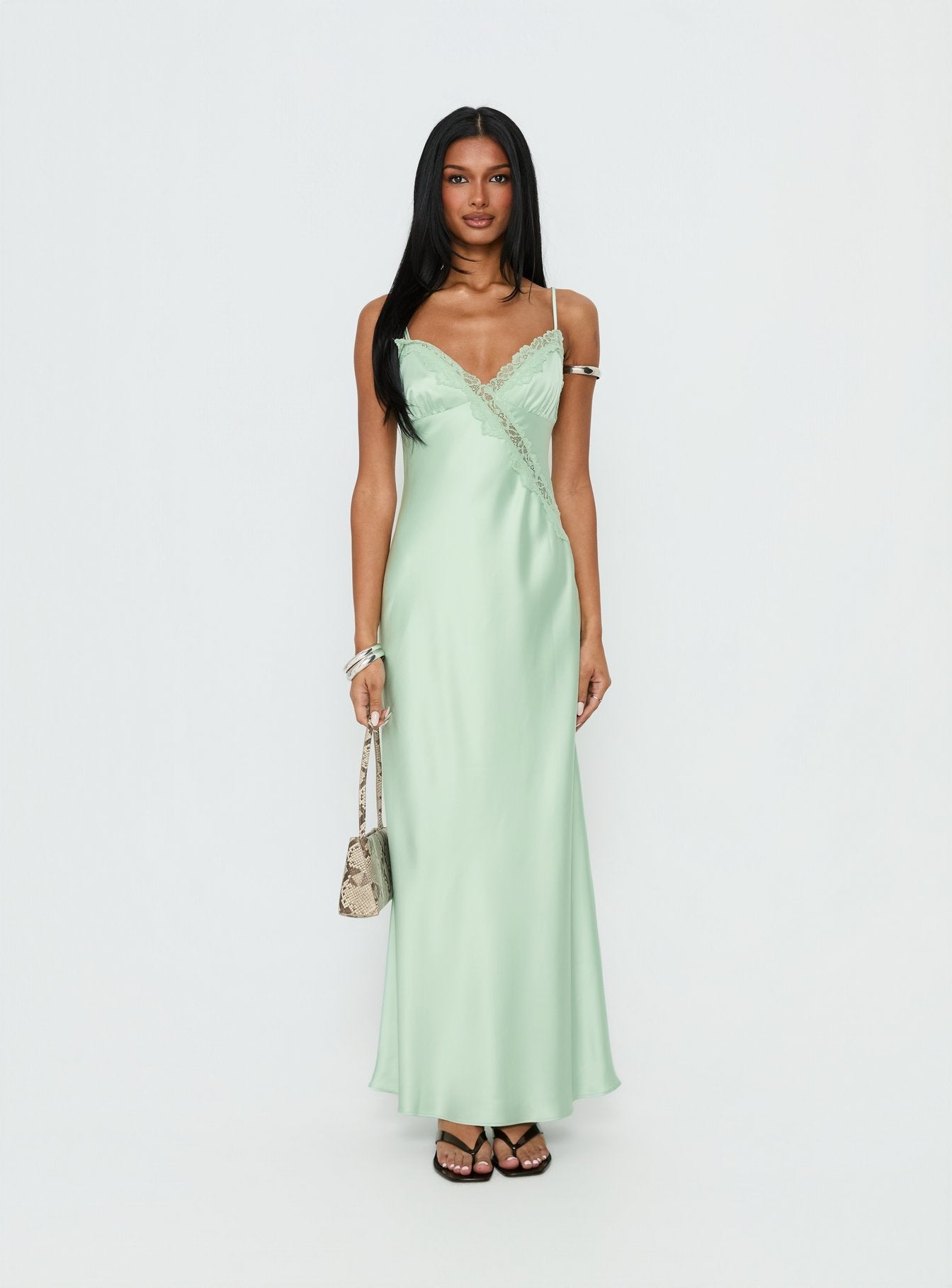 Madelene Lace V Neck Maxi Dress Jelly Mint