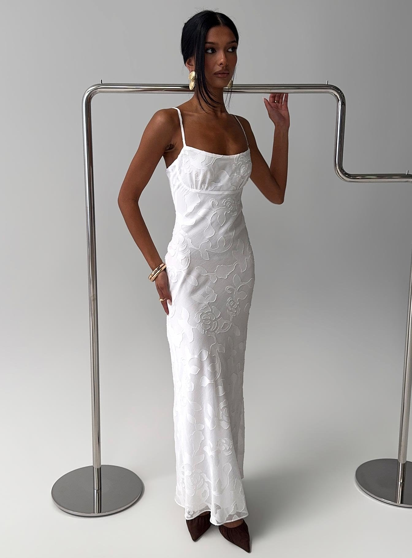 Avienna Maxi Dress White Burnout