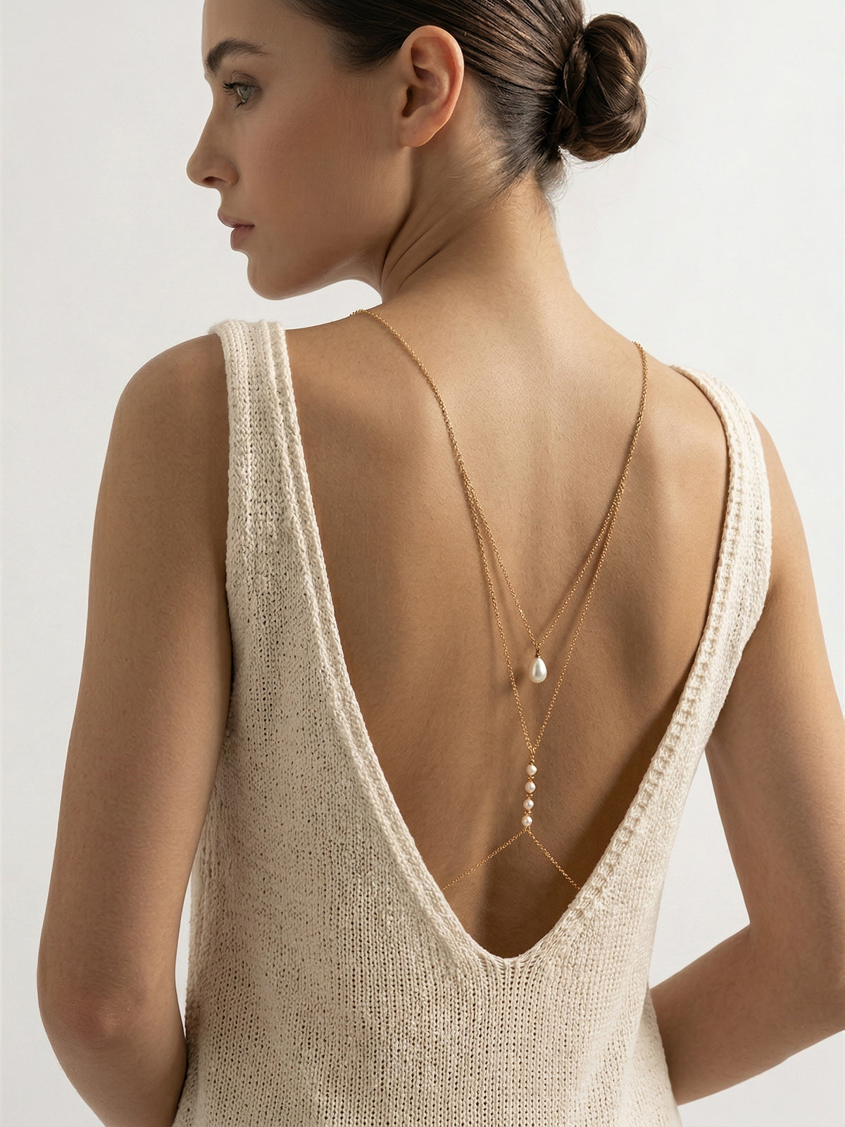 Teardrop Pearl Back Necklace