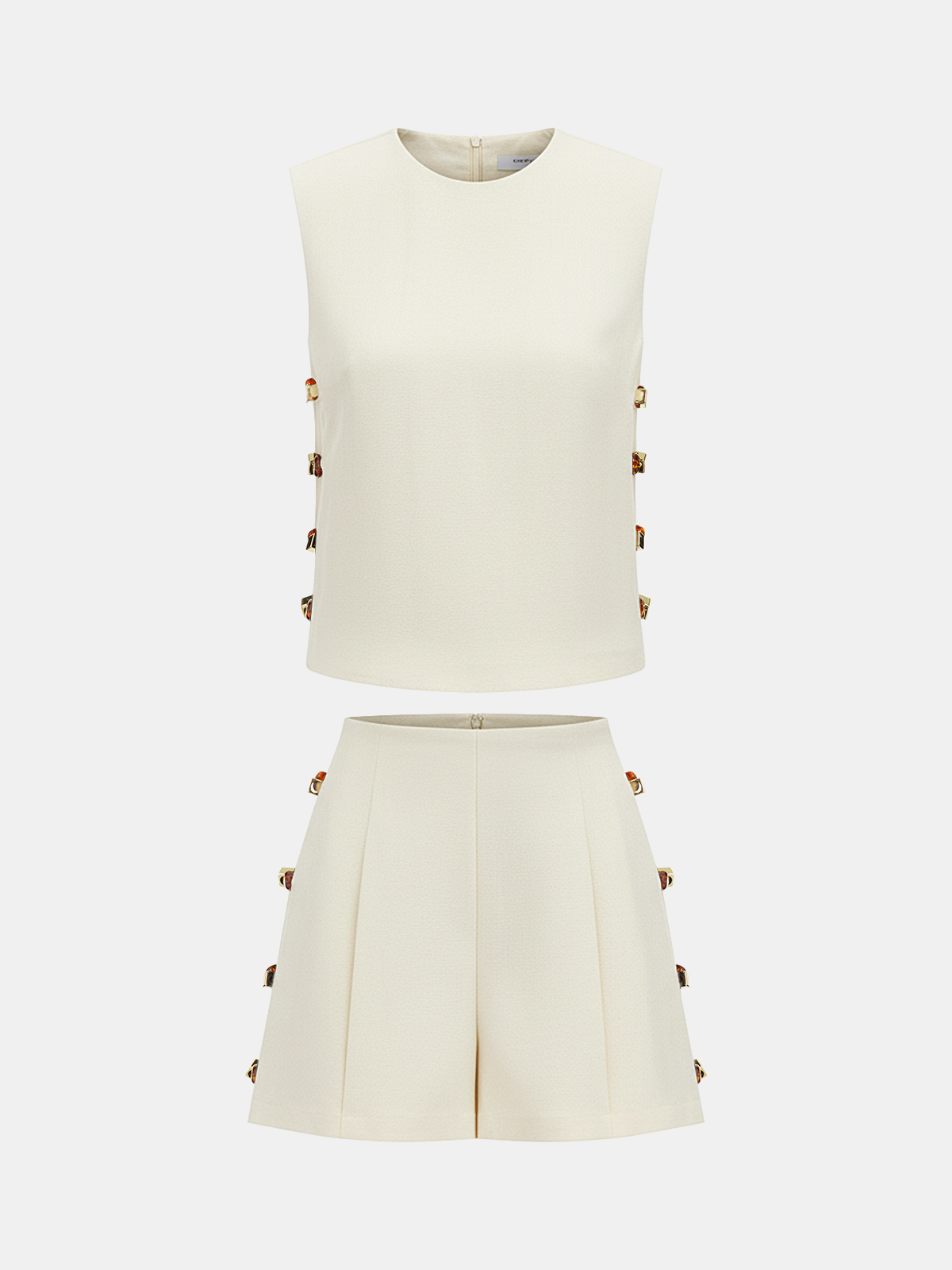 Tortoiseshell Detail Sleeveless Top & Shorts Set