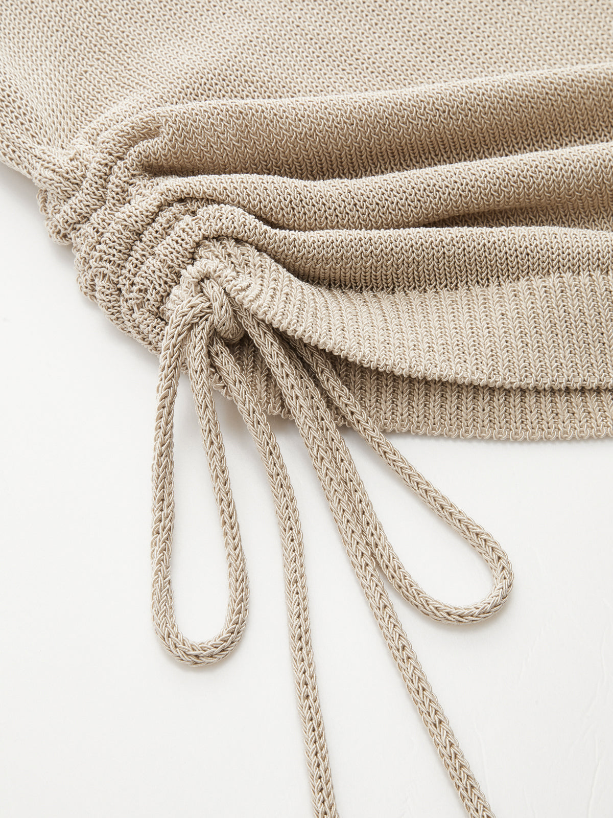 Sleeveless Asymmetric Drawstring Knit Top