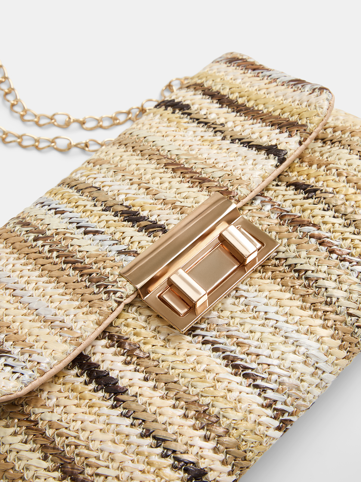 Straw Chain Strap Shoulder Bag