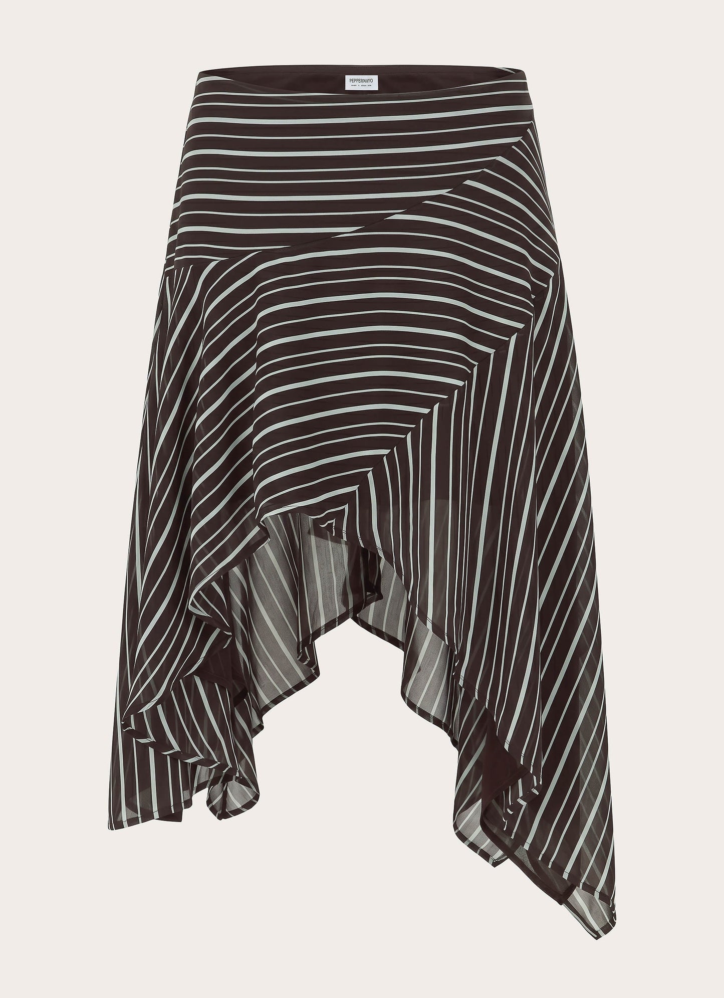 Kia Low Rise Asymmetrical Midi Skirt - Chocolate Stripe