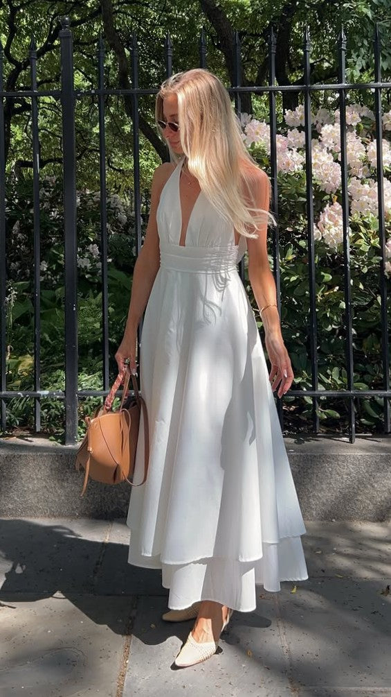 Kathy Halter Neck Maxi Dress - White