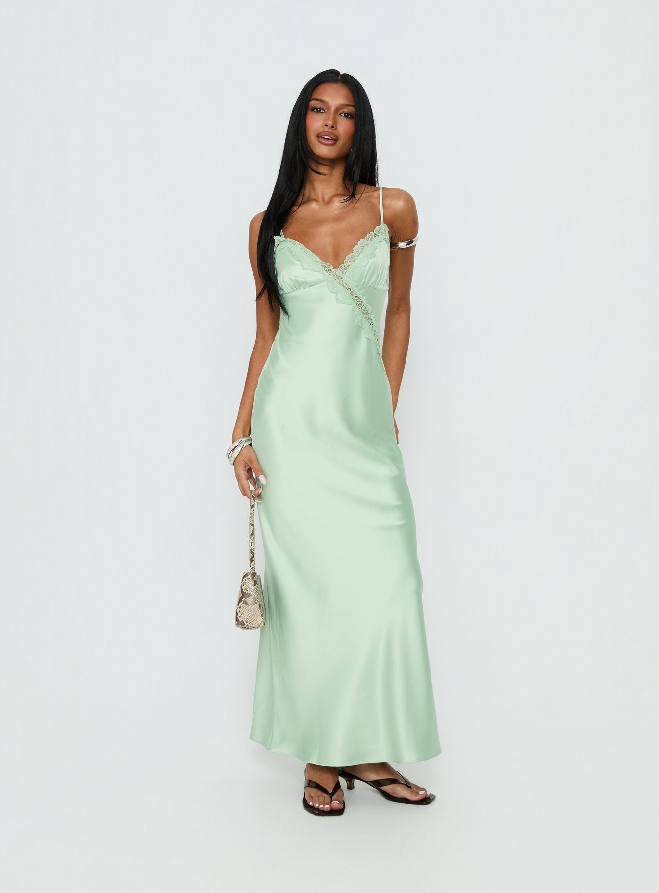 Madelene Lace V Neck Maxi Dress Jelly Mint