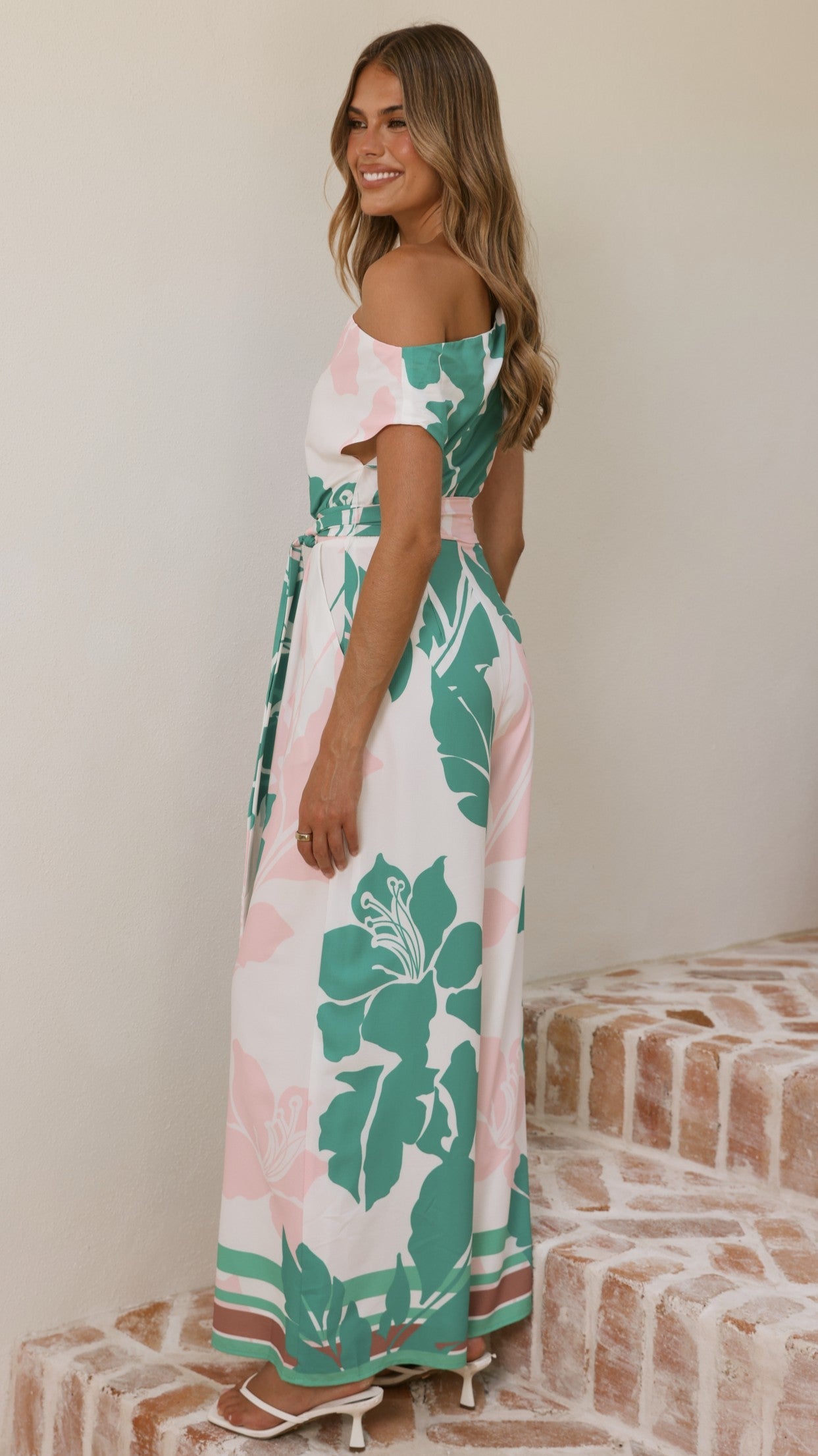 Oasis One Shoulder Jumpsuit - Pink/Green