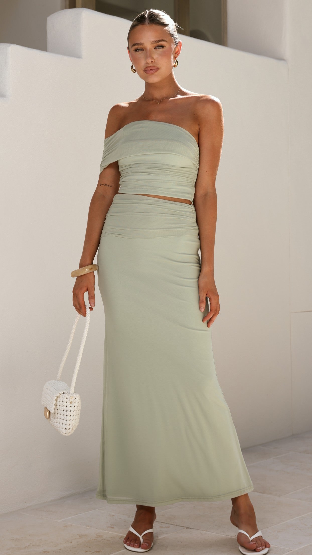 Coda Off Shoulder Top - Sage