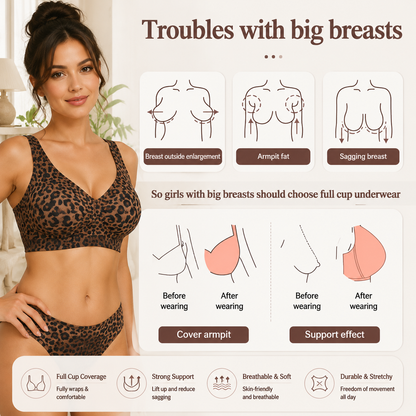 🏆Super Firming Leopard Print Jelly  Bra | Women Wirefree Bras 👍No More Sagging Breasts