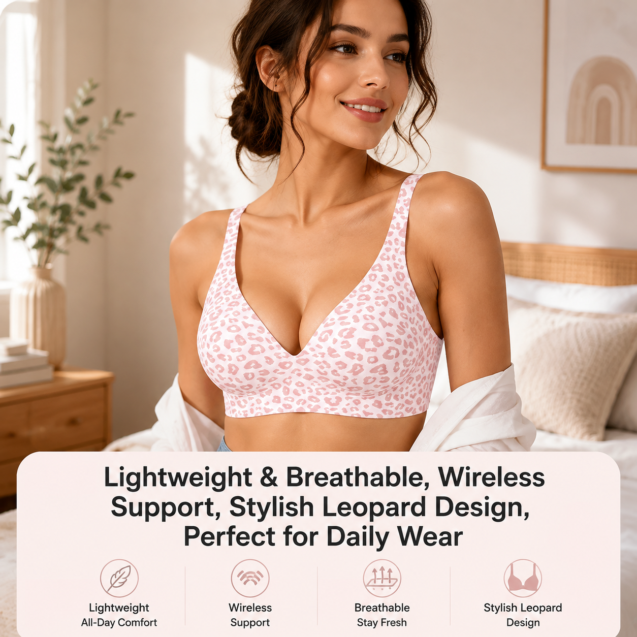 🏆Super Firming Leopard Print Jelly  Bra | Women Wirefree Bras 👍No More Sagging Breasts