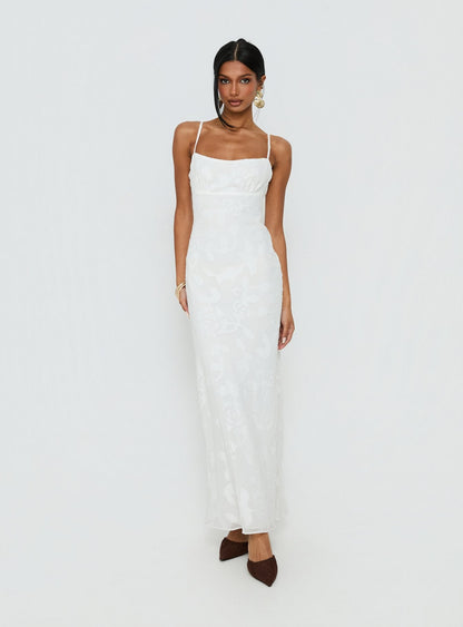 Avienna Maxi Dress White Burnout