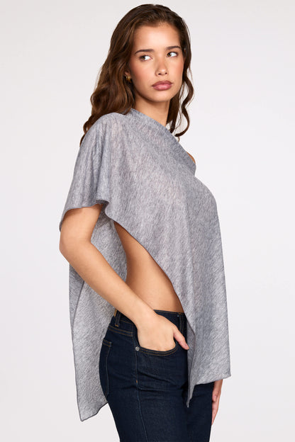 Sheer Jersey Poncho in Grey