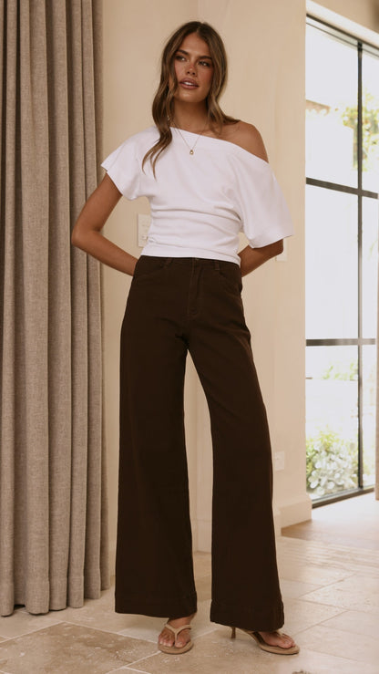 Zandra Wide Leg Jeans - Chocolate