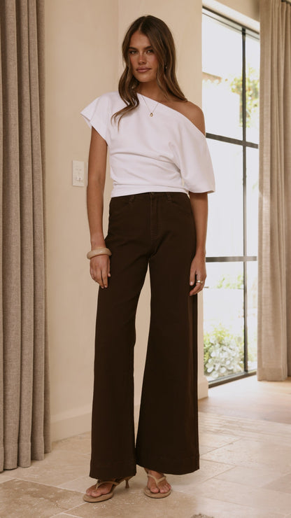 Zandra Wide Leg Jeans - Chocolate