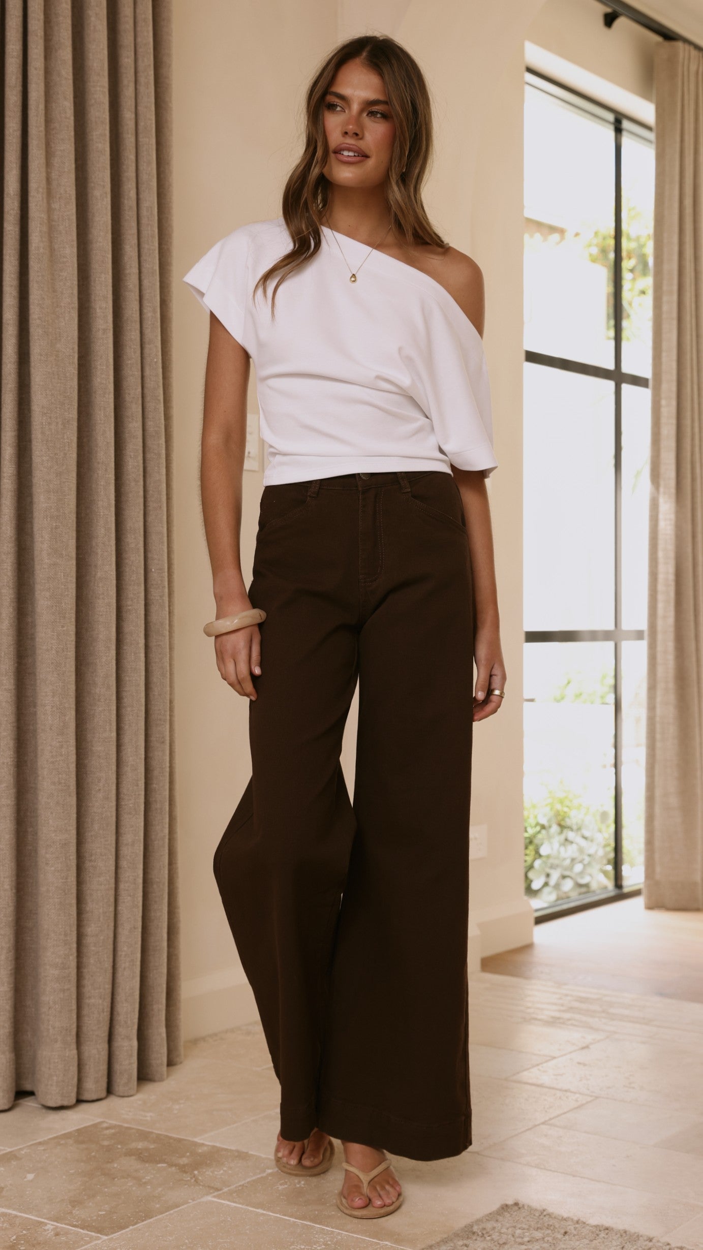 Zandra Wide Leg Jeans - Chocolate