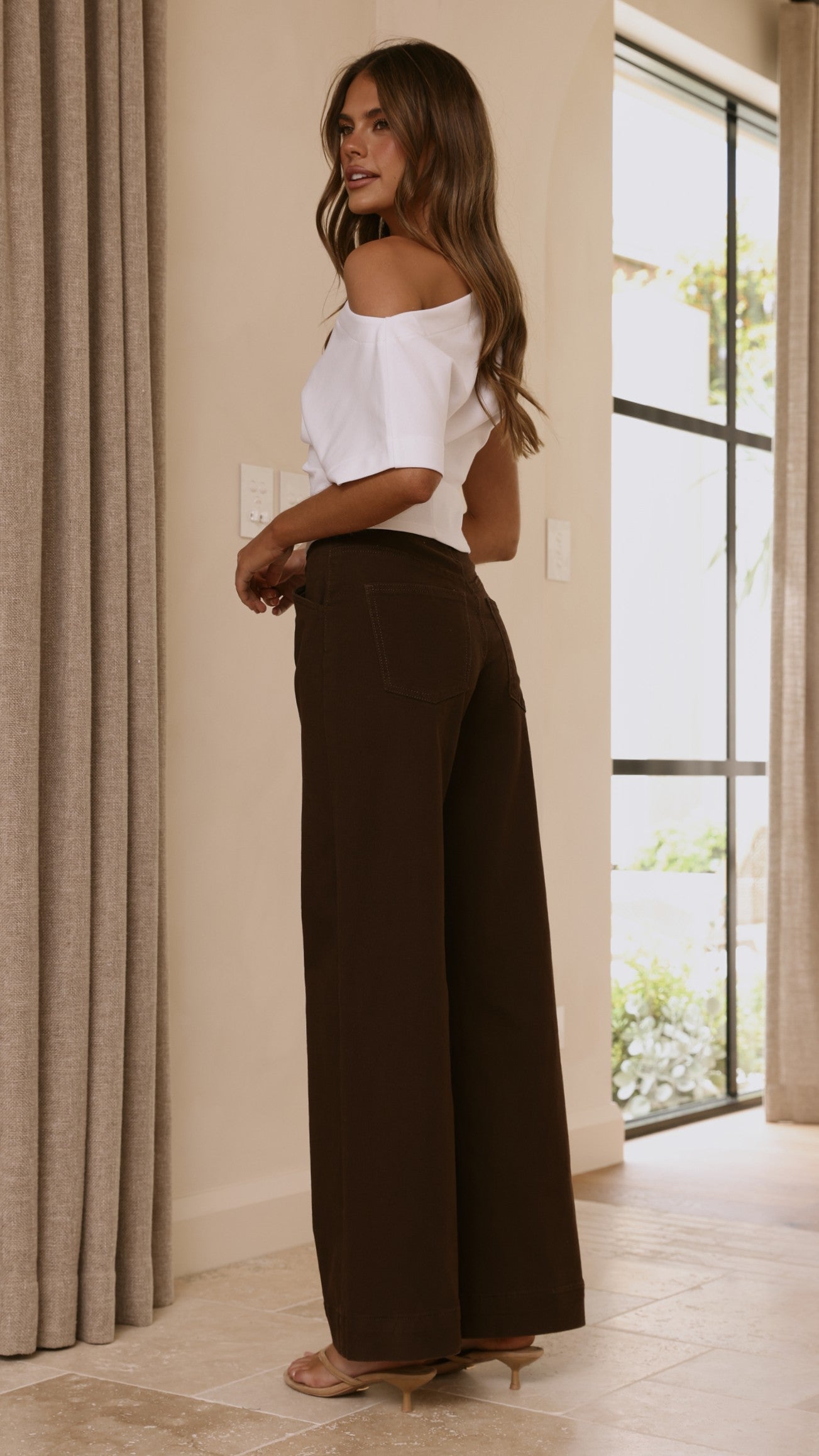 Zandra Wide Leg Jeans - Chocolate