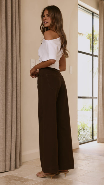 Zandra Wide Leg Jeans - Chocolate