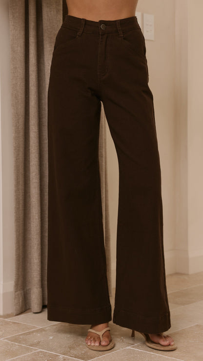 Zandra Wide Leg Jeans - Chocolate