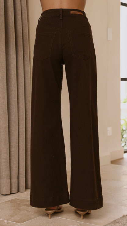 Zandra Wide Leg Jeans - Chocolate