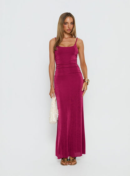 Lavonne Ruched Maxi Dress Plum