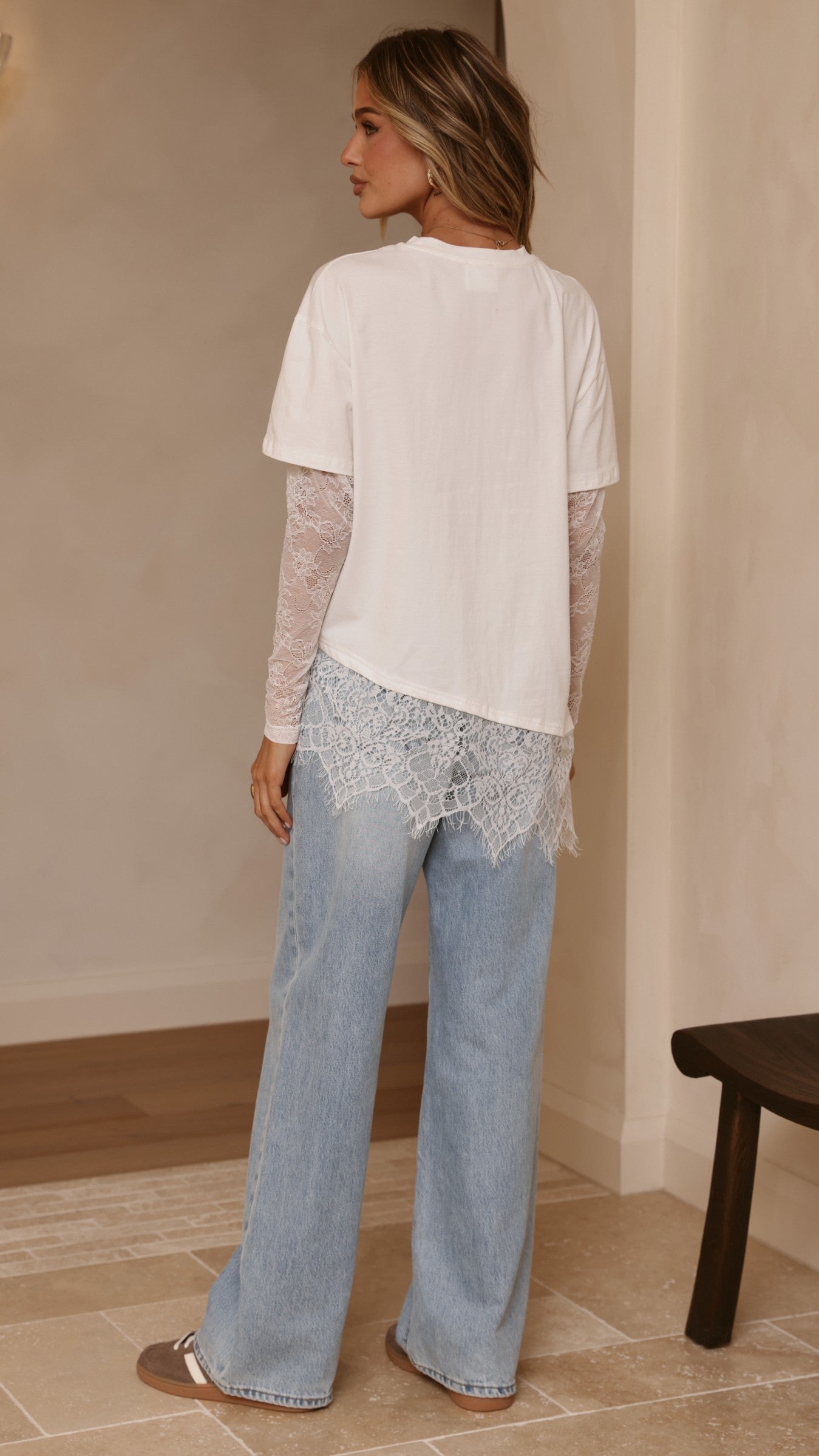 Quinn Lace Long Sleeve Top - White