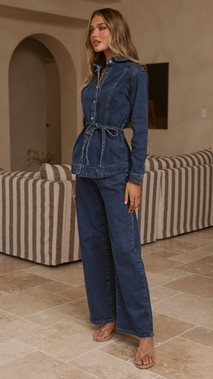 Nyra Wide Leg Jeans - Dark Denim