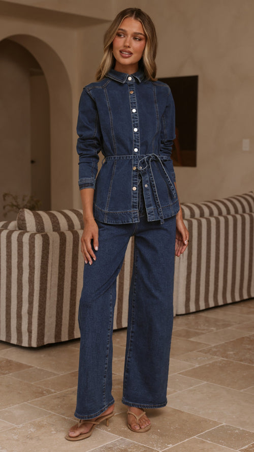 Nyra Wide Leg Jeans - Dark Denim