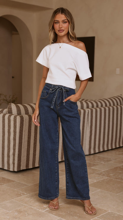 Nyra Wide Leg Jeans - Dark Denim