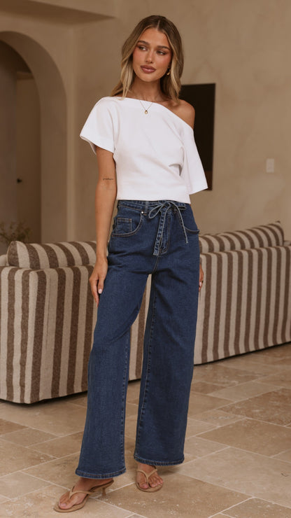 Nyra Wide Leg Jeans - Dark Denim