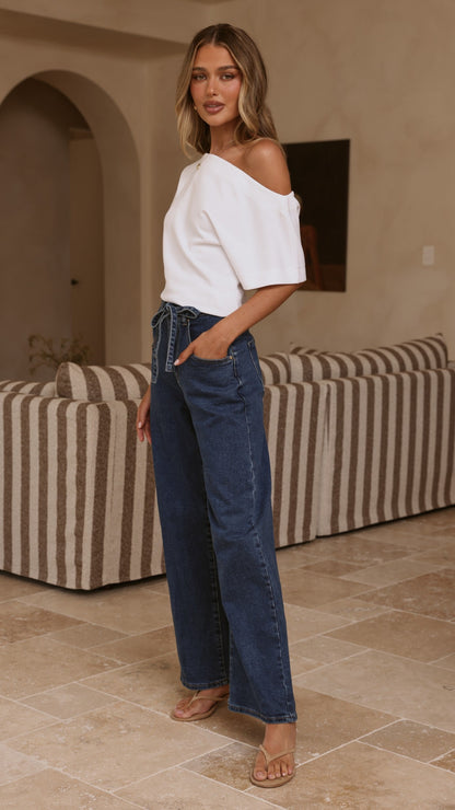 Nyra Wide Leg Jeans - Dark Denim