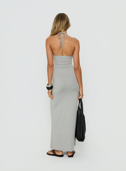 Chelsae Halter Maxi Dress Gray Marle