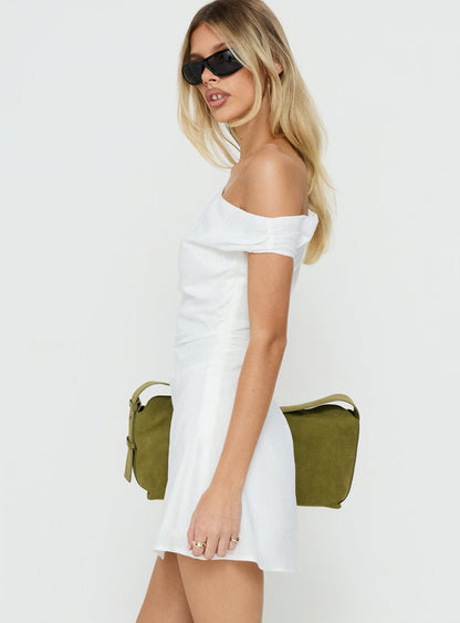 Izadonna Off Shoulder Cinched Mini Dress White