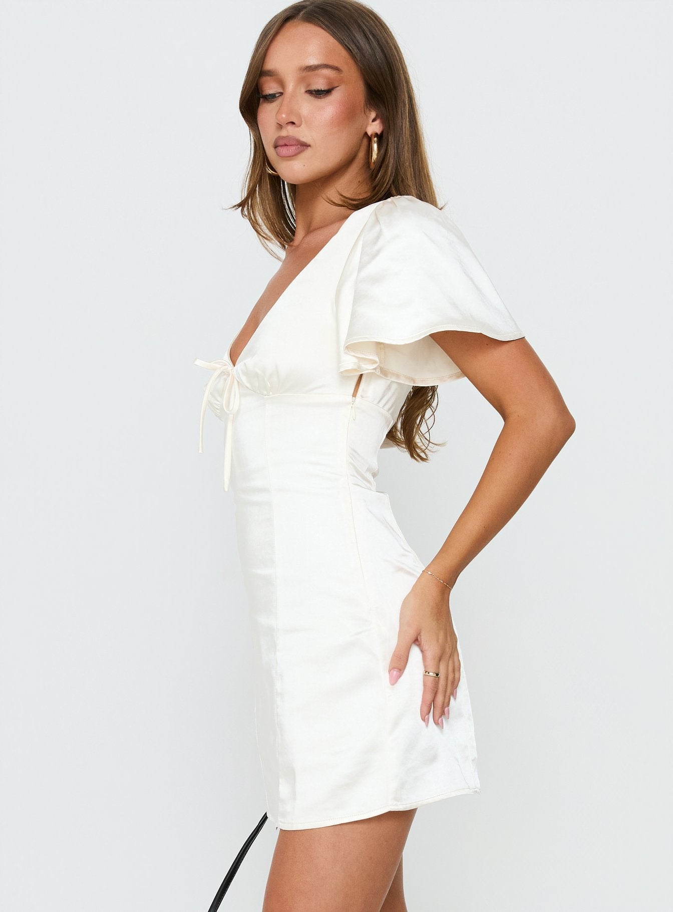 Sun Will Rise Tie Detail Mini Dress Cream