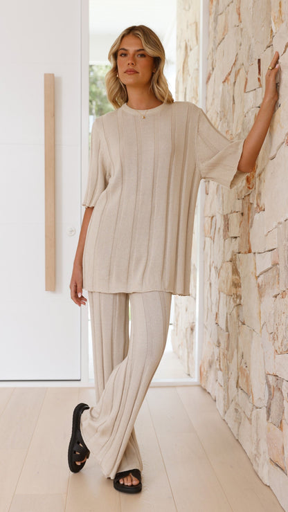 Bayu Knit Pants - Cream