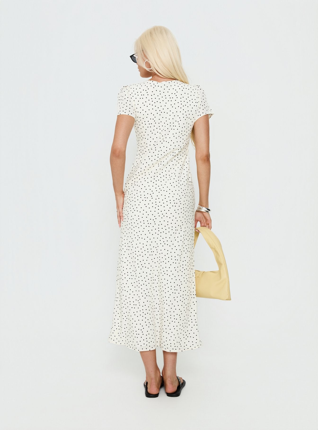 Mareiko V Neck Maxi Dress Cream Polka Dot
