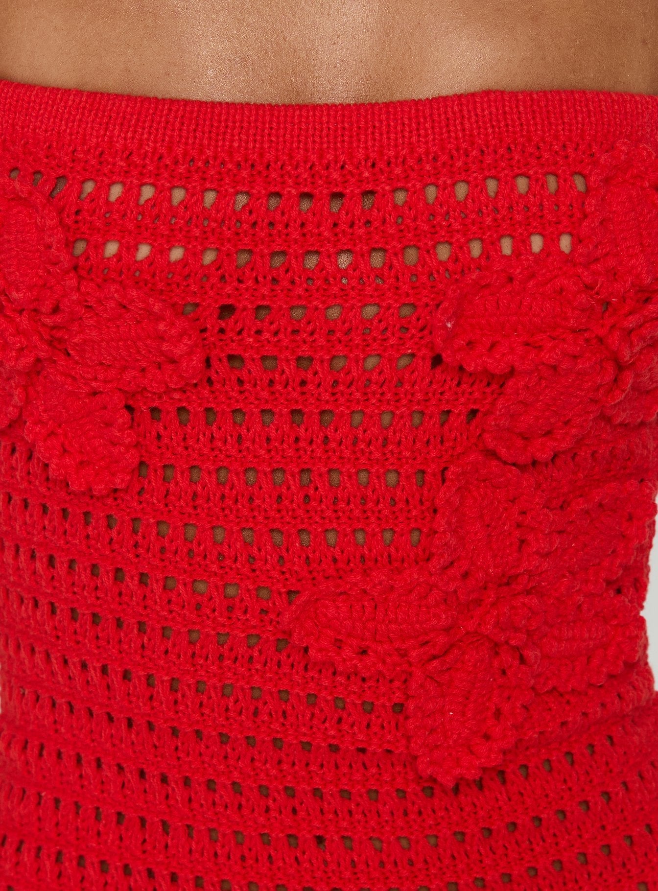 Olazia Strapless Knit Mini Dress Red