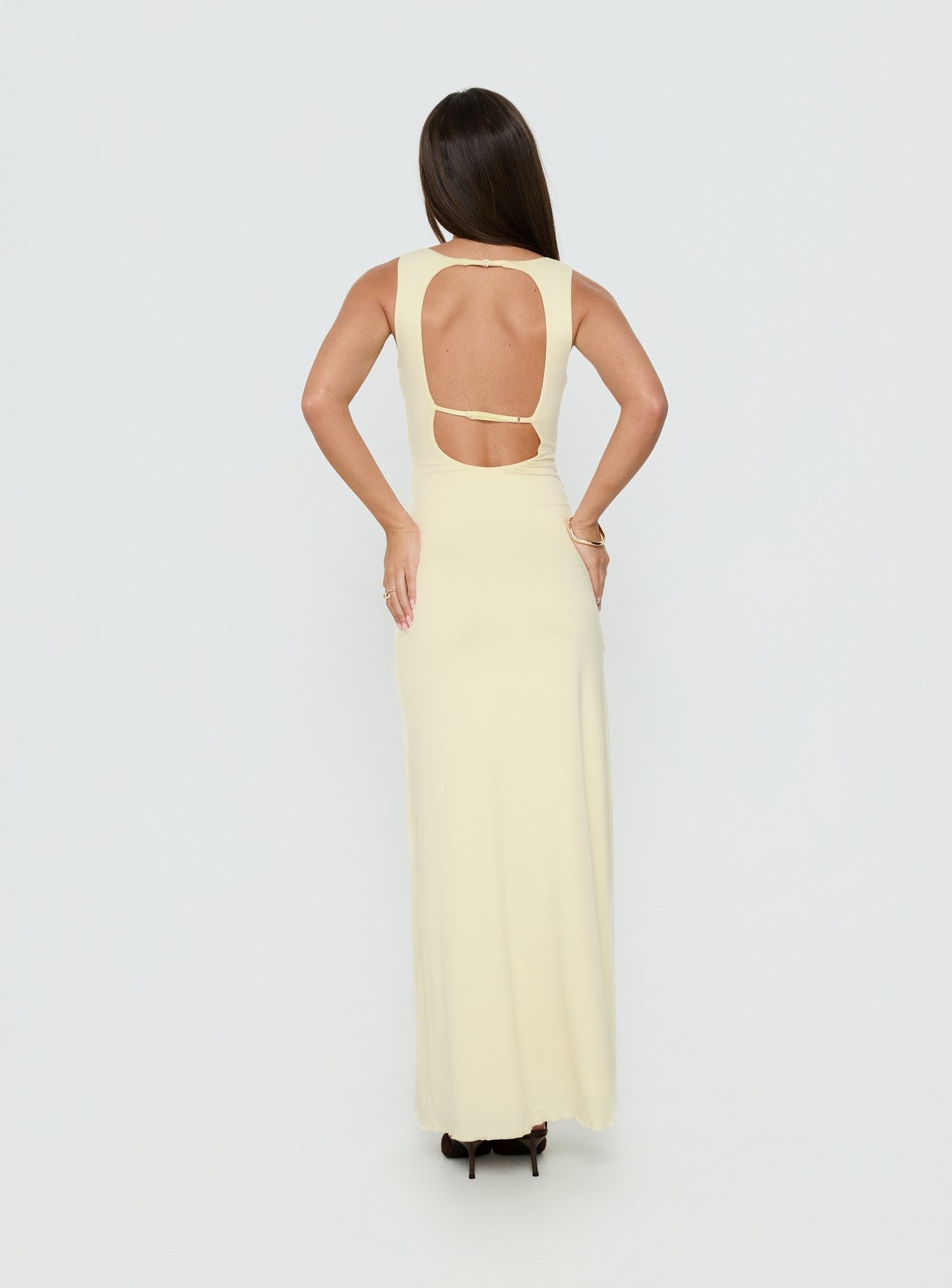 Frederica Plunge Maxi Dress Butter Yellow