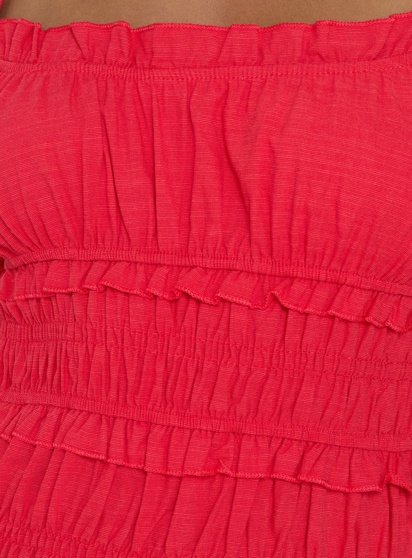 Rubiella Shirred Maxi Dress Red