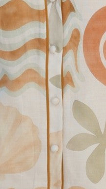 Olympia Vest Top - Orange / Green Print