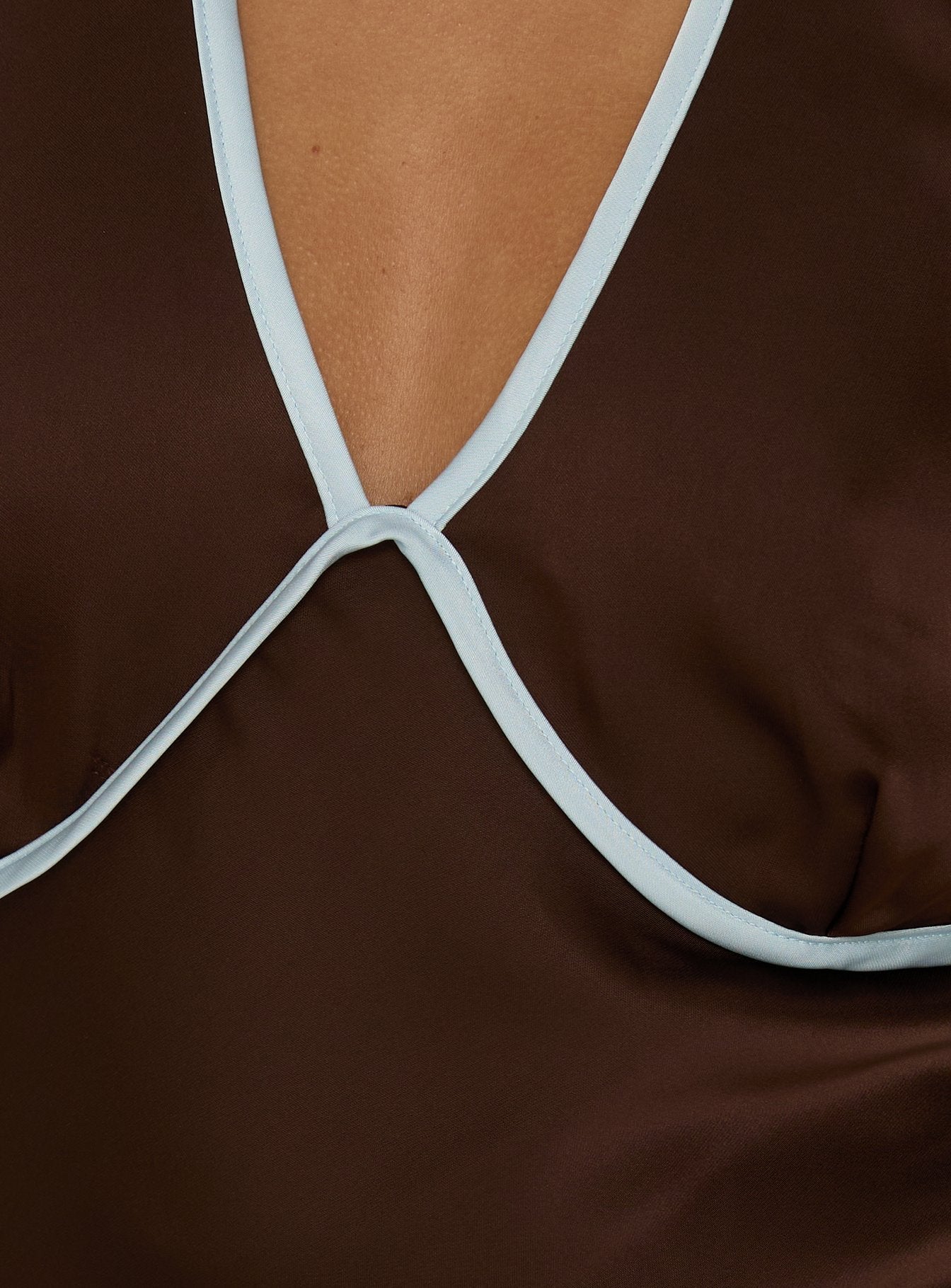 Jacyntha Halter Mini Dress Chocolate / Blue