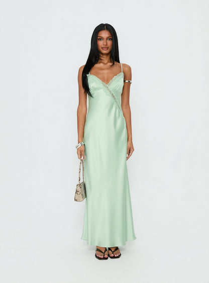 Madelene Lace V Neck Maxi Dress Jelly Mint