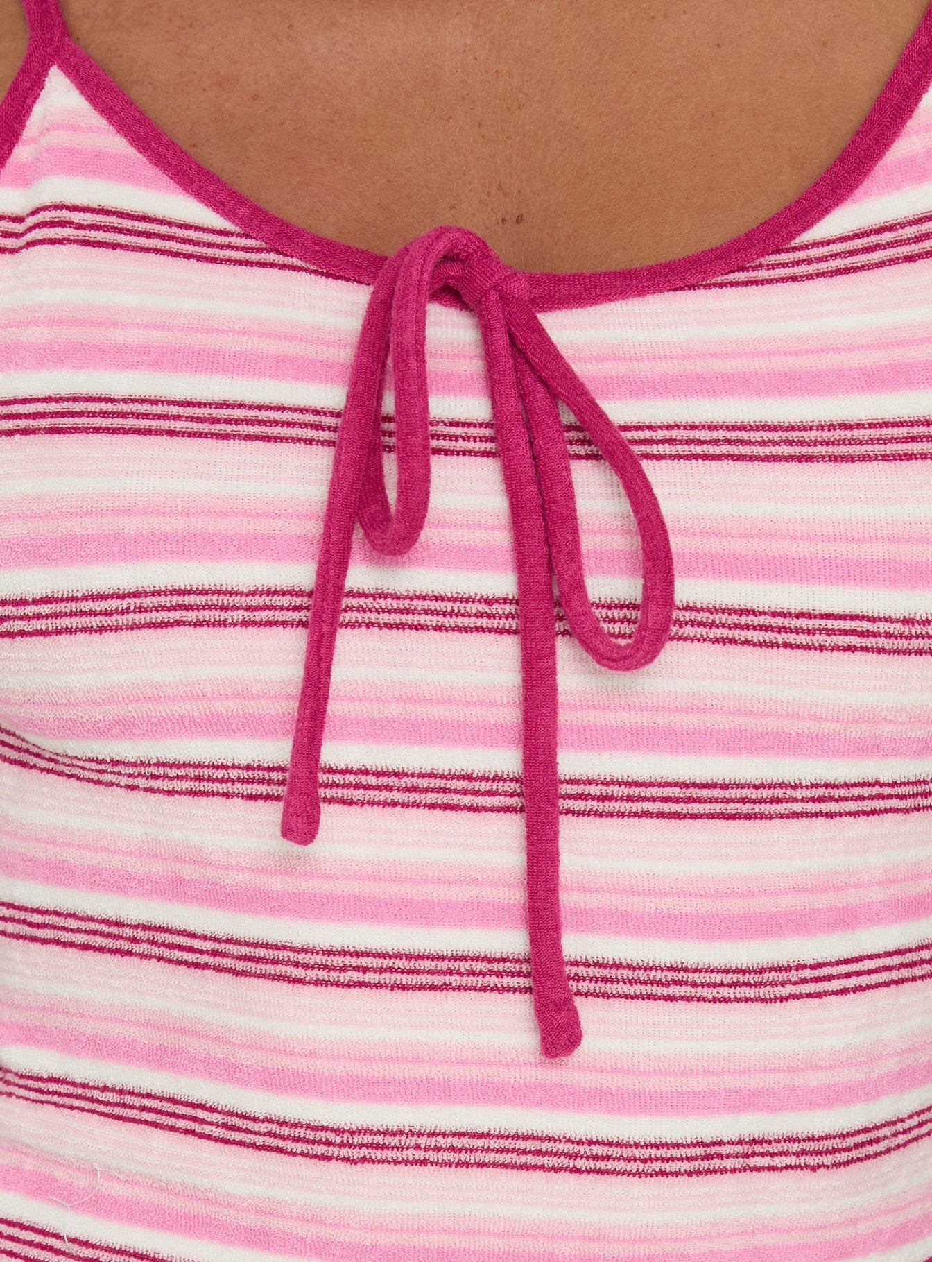 Southern Nights Terry Towelling Mini Dress Pink Stripe