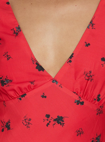 Pennie Bias Mini Dress Red Floral