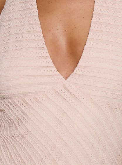 Miravelle Halter Frill Mini Dress Light Pink