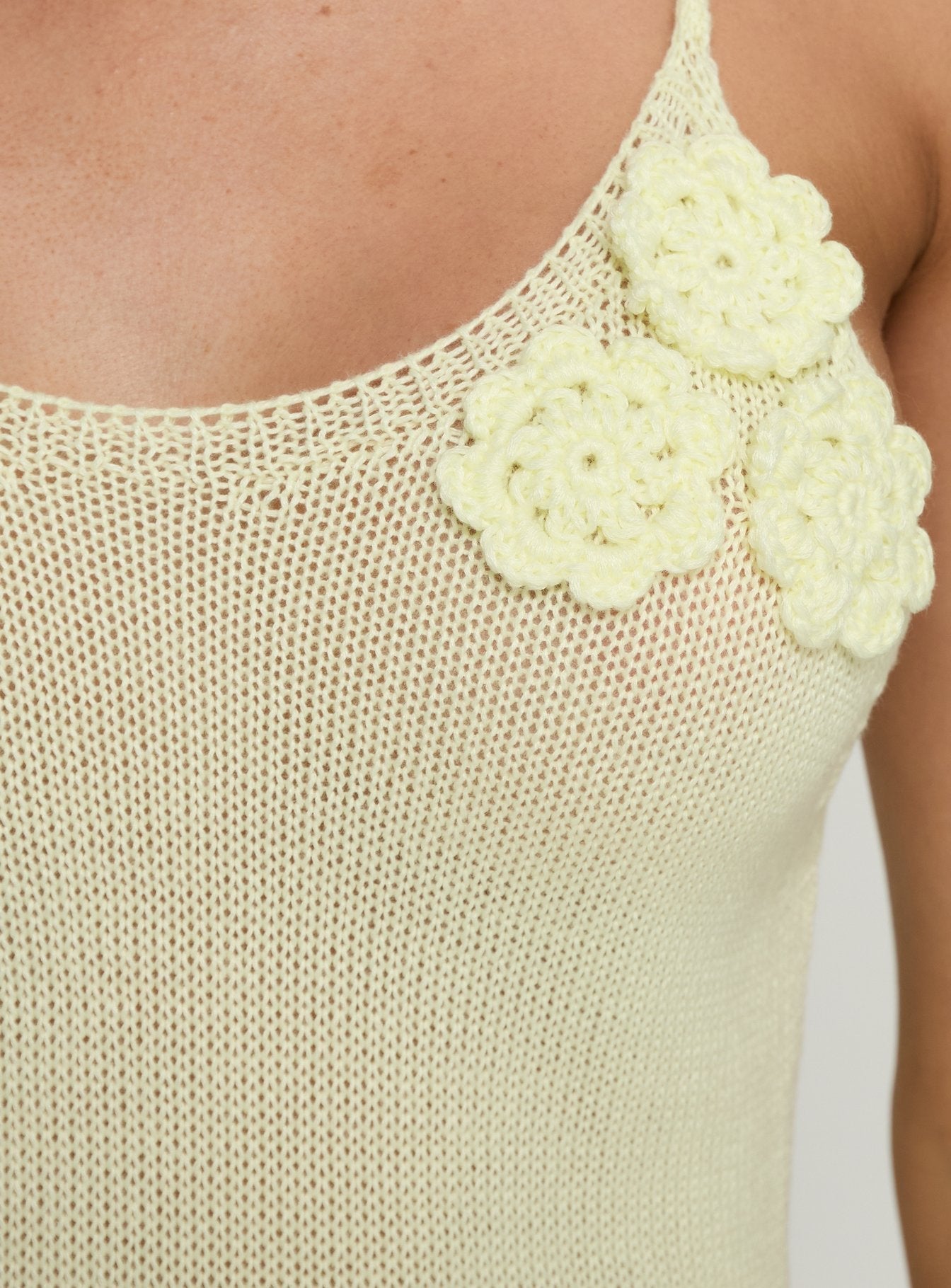 Cinderella Knit Floral Detail Maxi Dress Lemon Yellow