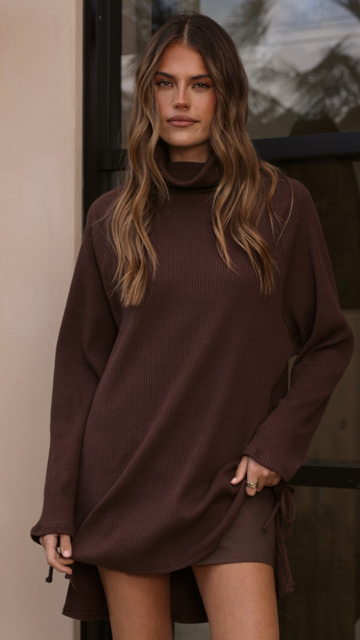 Ravio Oversized Rib Knit - Chocolate