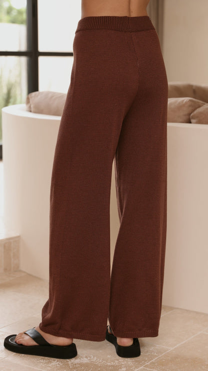 Florentine Knit Vest and Pants Set - Chocolate