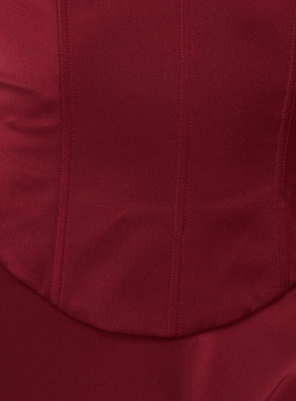 Devotedness Satin Corset Maxi Dress Deep Red