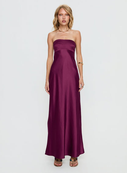 Rozelle Strapless Maxi Dress Currant